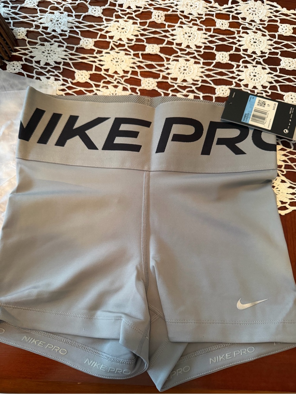 Nike Pro Light Gray Women's Athletic Compression Shorts